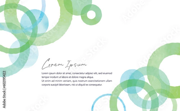 Fototapeta 透明水彩タッチの緑色の円形タイトル背景	