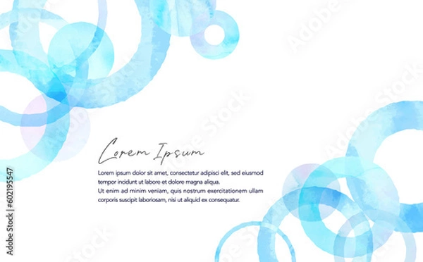 Obraz 水彩画イメージのタイトル背景-円形青	