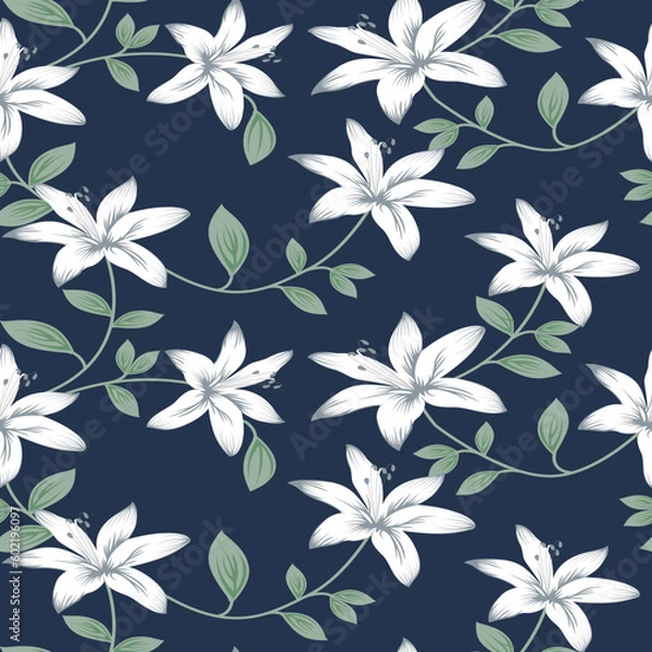 Fototapeta seamless vector flower design on background