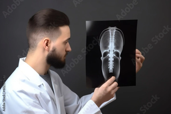 Fototapeta doctor looking at x ray
