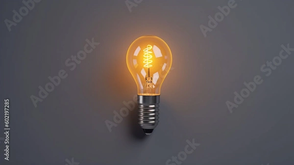 Fototapeta Idea light bulb with a pencil - flat lay, phot take from distance, empty background, no background. 