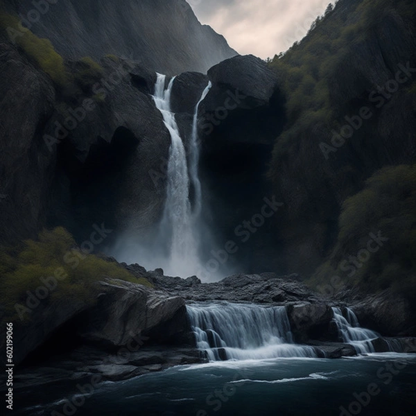 Obraz waterfall in the mountains,Generative IA
