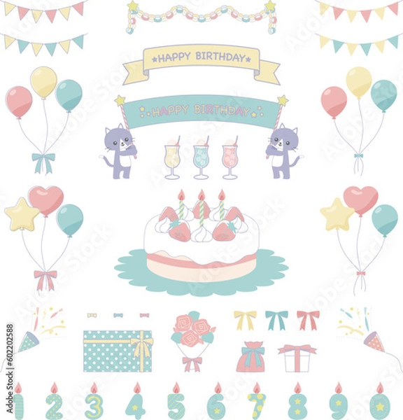 Obraz 誕生日に使えるかわいいイラストセット