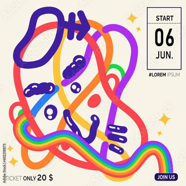 Fototapeta card with celibate pride month face abstract