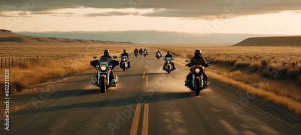 Fototapeta Motorcycle in a typical scenic American highway leading through the desert towards Monument Valley