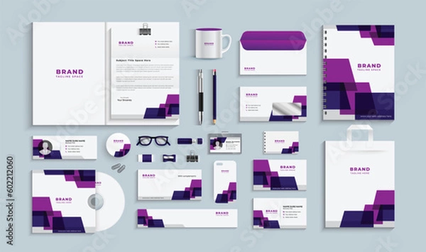 Obraz Business stationery set ,Modern corporate identity template with digital elements. Vector company style for brand book and guideline. simple business stationery items.