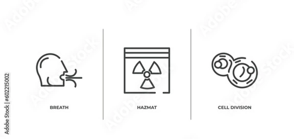 Obraz outline icons set. thin line icons sheet included breath, hazmat, cell division vector.