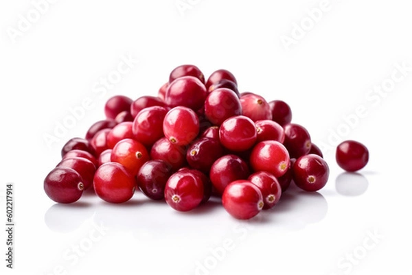 Fototapeta クランベリー　白背景　AI生成画像　ジェネレーティブAI