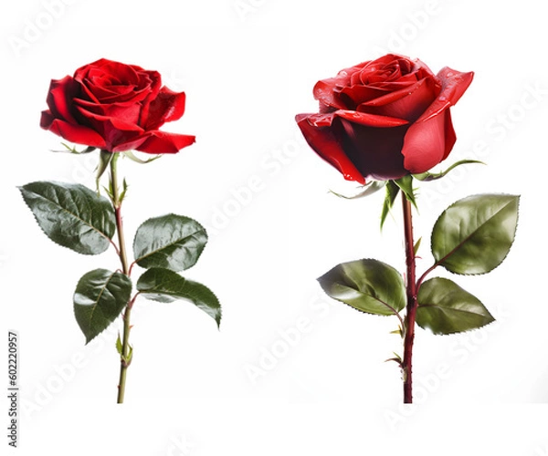 Obraz Red rose isolated on white background, Love, Dark red rose, Red Rose image, Red Rose. Generative AI