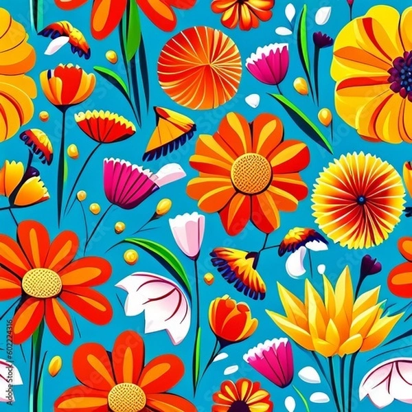 Fototapeta アイソメトリックアートの花のイラスト,Generative AI AI画像