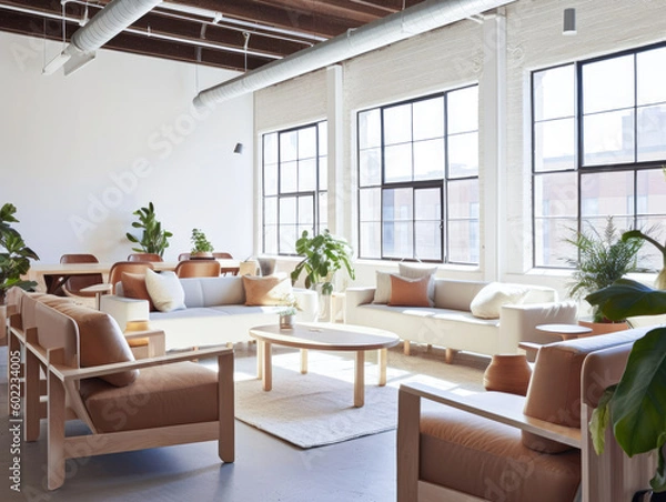 Fototapeta modern co-working spaces, Inspiring Lounge Area for relaxation and informal meetings