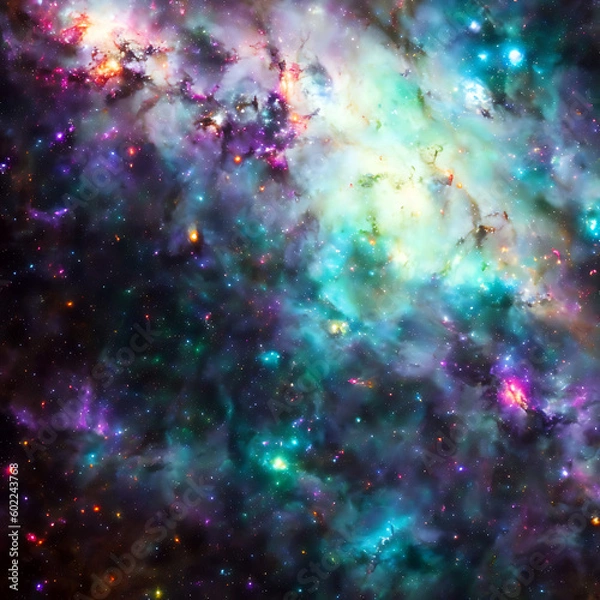 Fototapeta Galaxy cyan sky space star nebula clouds
