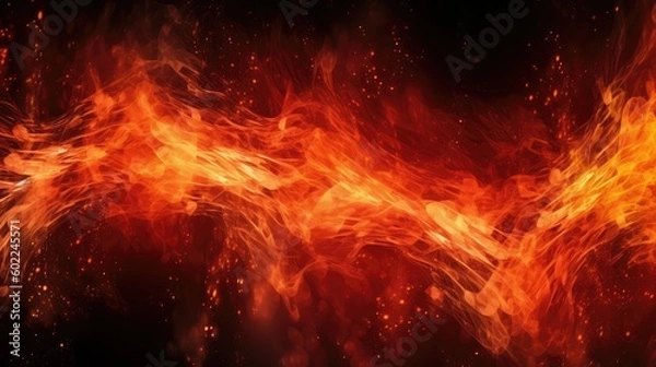 Fototapeta Blazing Fire: Intense Flames Against a Dark Background. Generative AI