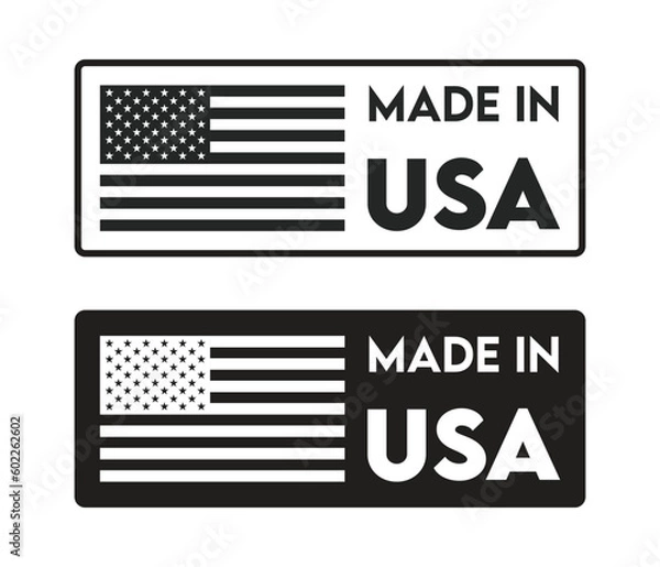 Fototapeta Made in USA badge with USA flag elements,US icon with American flag. black and white Vector illustration.