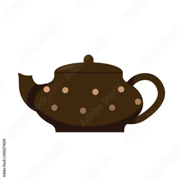 Obraz Vector illustration. dish object. Brown teapot. Vector, tea, teapot