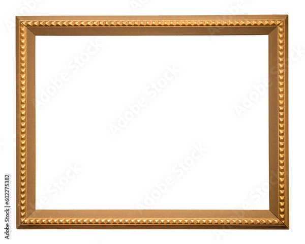 Fototapeta vintage horizontal golden wooden picture frame isolated on white background with cut out canvas