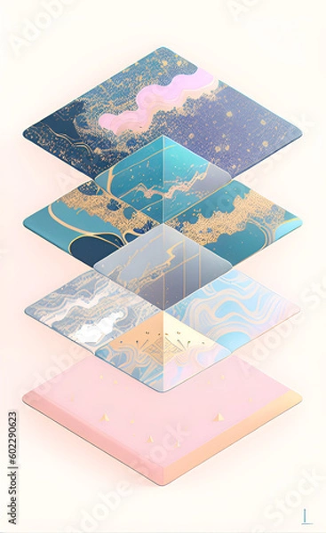 Fototapeta Gold and Marble textured shapes