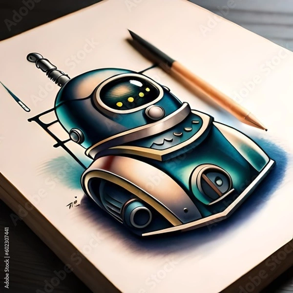 Obraz robot with a phone