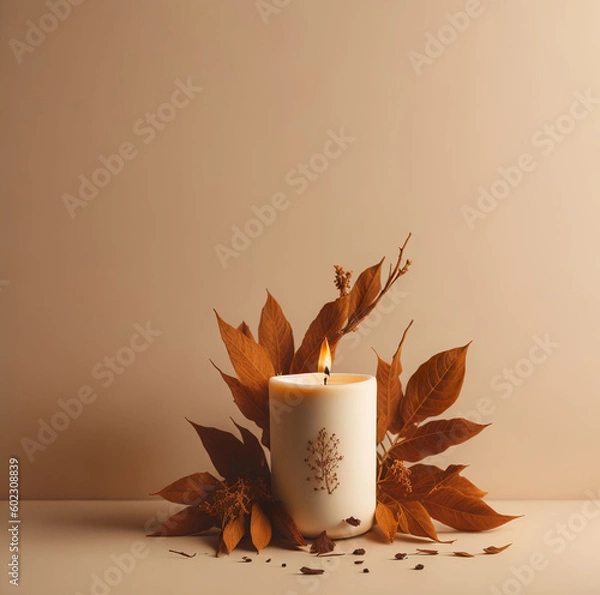 Obraz cup of coffee and candle Generate AI