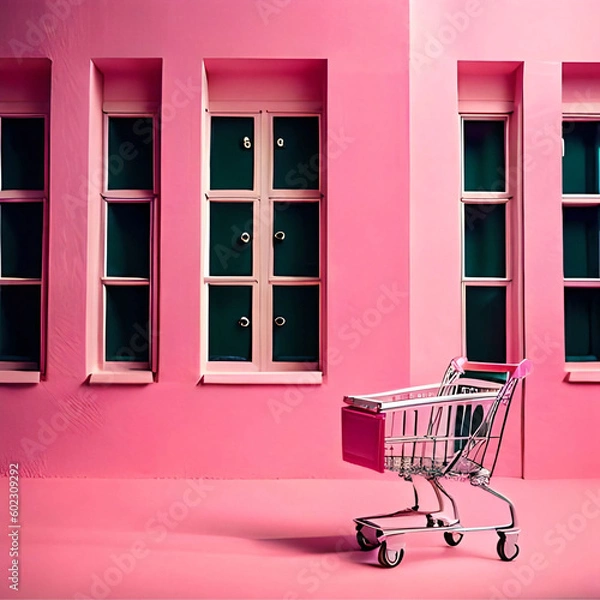 Obraz shopping cart in the city Generate AI