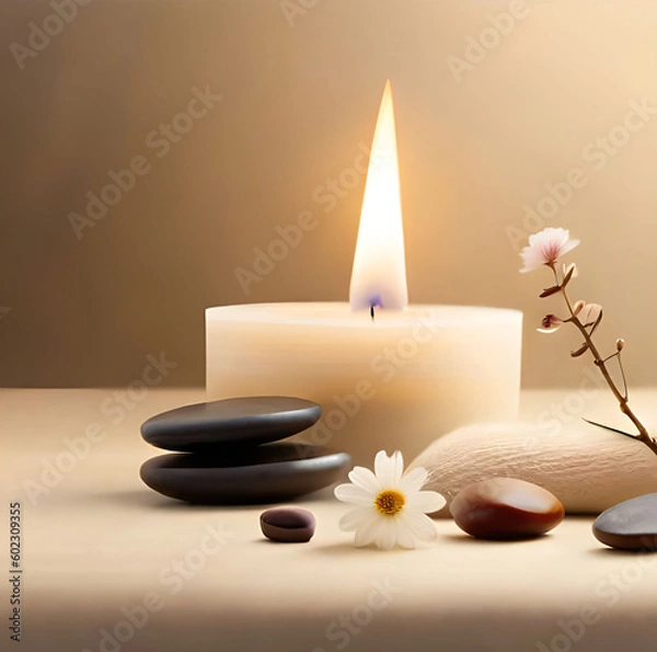 Obraz spa still life with candles Generate AI