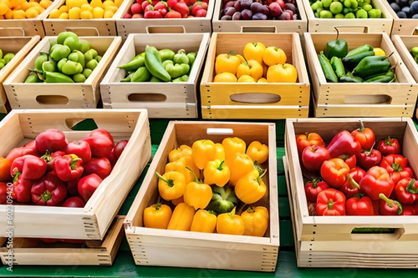 Obraz fruits and vegetables in market Generative AI