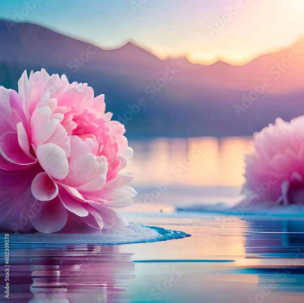 Obraz pink water lily Generated AI
