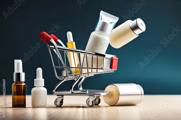 Obraz cart with bottle Generate AI