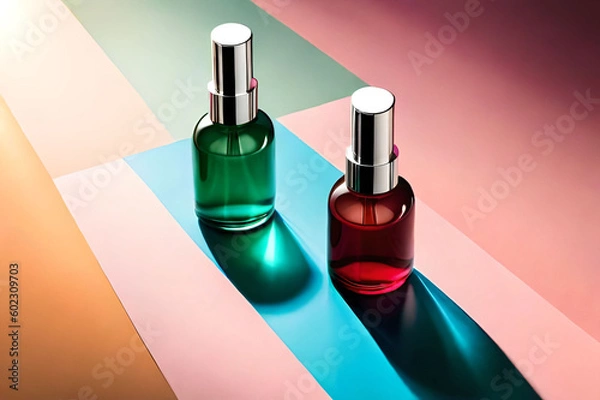 Obraz Essential oil, face serum or fruit peeling in cosmetic amber glass dropper Generate AI
