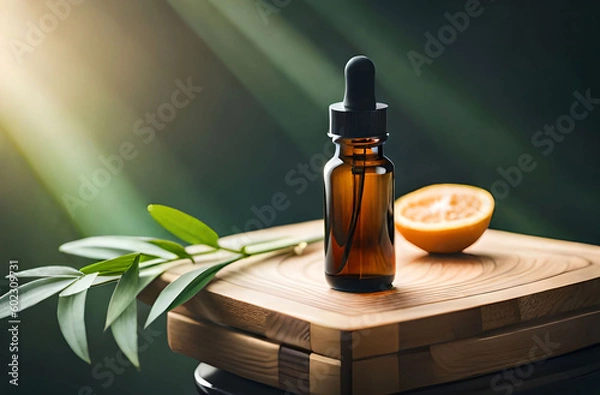 Obraz spa still life with essential oil Generative AI