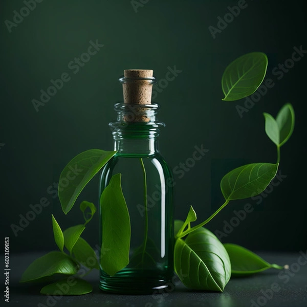 Obraz bottle of oil with herbs generative ai