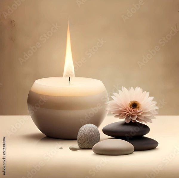 Obraz spa still life with candles generative ai