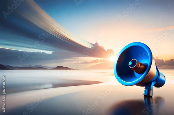Obraz megaphone on blue sky background generative ai