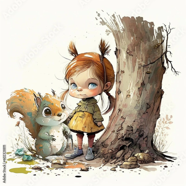 Obraz Ai generated cute happy squirrel with his girlfriend