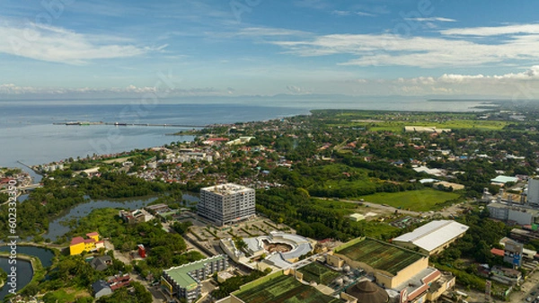 Fototapeta Aerial view of city of Bacolod It is the capital of the province of Negros Occidental, Philippines.