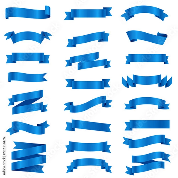 Obraz Retro Blue Ribbons Set White Background