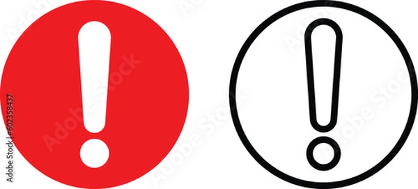 Obraz Exclamation mark icon set . Hazard warning symbol. Vector illustration