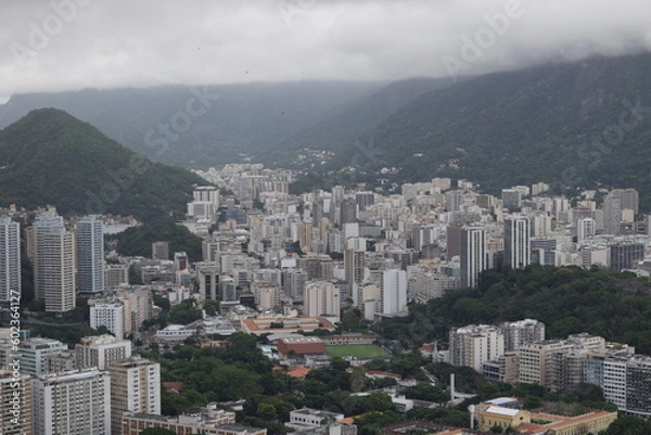 Fototapeta View of residential blocks in Rio de Janeiro between the mountains