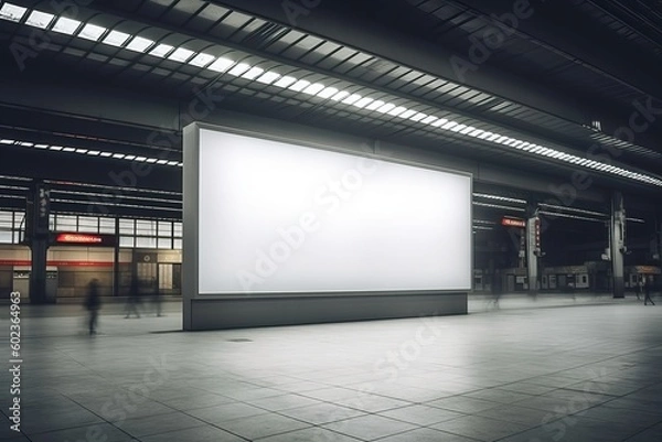 Fototapeta Blank digital signage screen in a public place, ideal for customization, generative ai