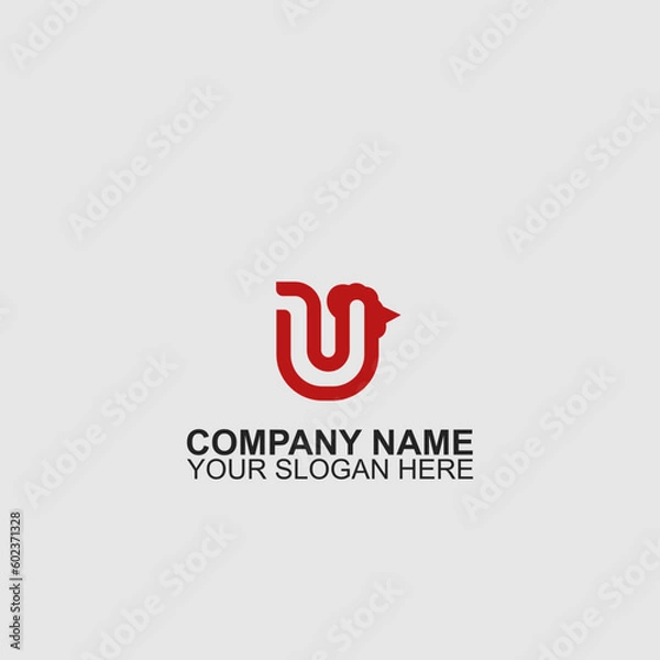 Obraz Letter U rooster logo icon design vector template.