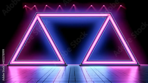 Obraz A neon triangular frame with a triangle shape was created - generative ai.