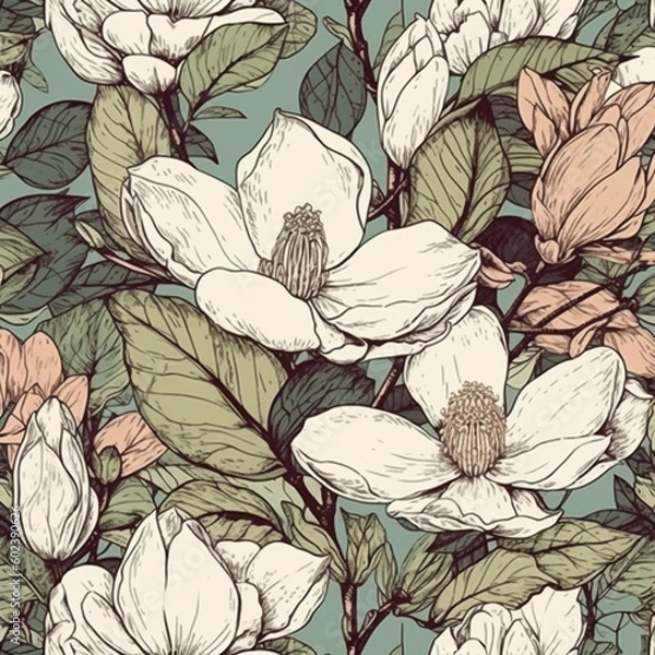Fototapeta magnolia leafy vector design