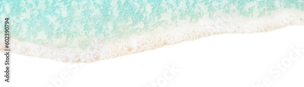 Fototapeta Ocean wave PNG photo. Blue soft water with white foam on transparent background