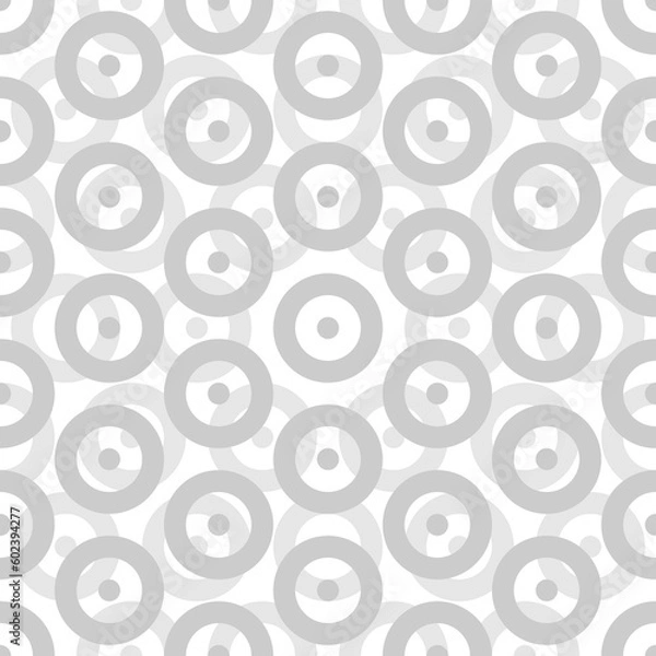 Fototapeta Repeated small and big grey circles background. Seamless surface pattern design with circular ornament. Hoops and dots wallpaper. Round motif. Spheres image. Digital paper with rings. Vintage style