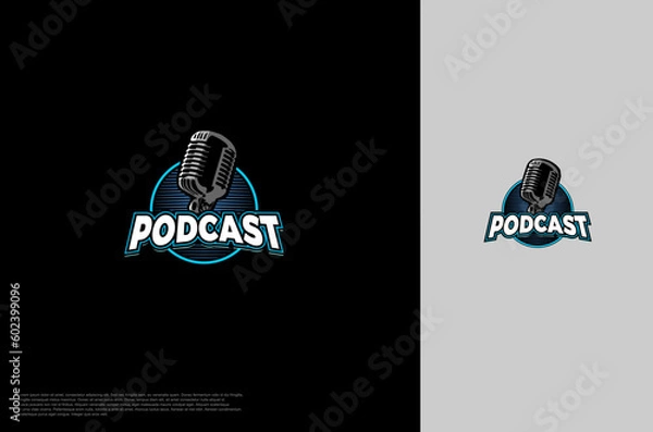 Fototapeta Audio microphone podcast icon illustration, application, studio, radio, broadcasting, user interface, concept logo