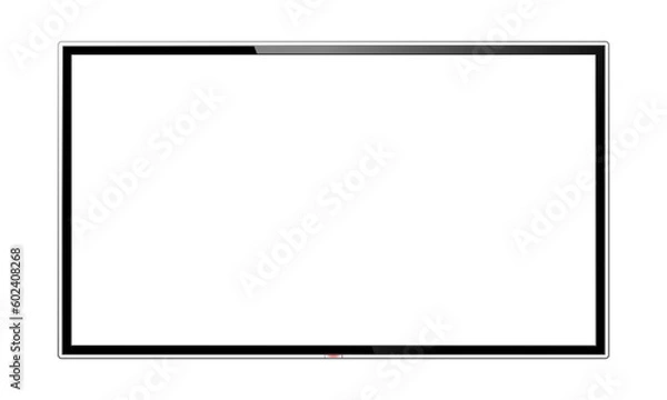 Obraz Realistic modern TV screen mock up. Large computer monitor display. Blank television template. Png clipart isolated cut out on transparent background