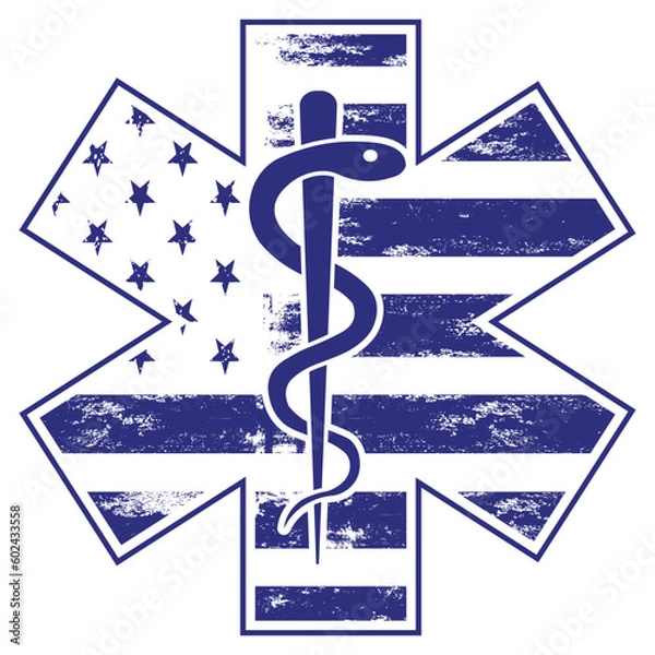 Obraz American Flag and paramedic , EMT logo vector file