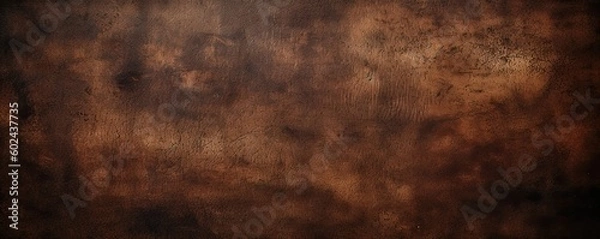 Fototapeta Brown detailed leather texture on wide banner background with copy space. AI generative