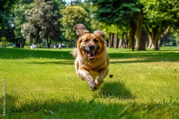 Fototapeta dog in the park Ai Generative