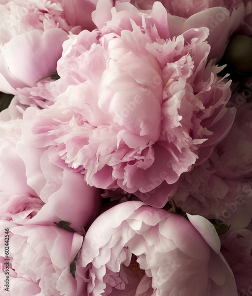 Fototapeta Beautiful fresh pink peonies, close-up. AI generated image.